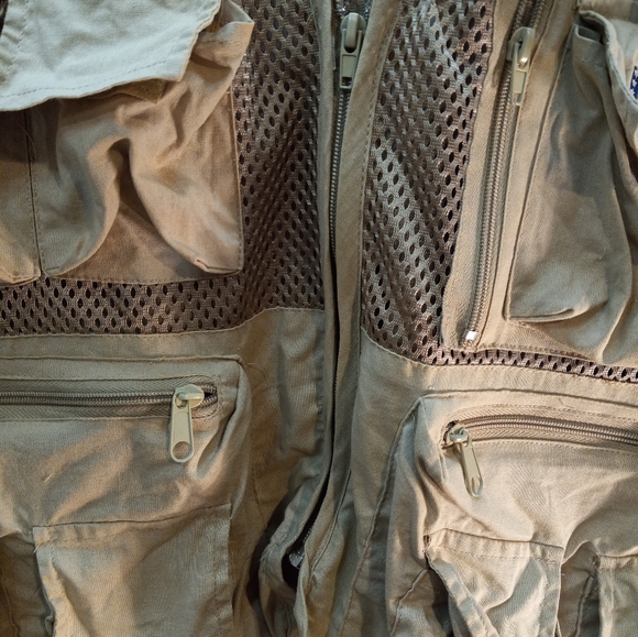 Bass Outdoor America Mesh Ammo Tactical Hunting Hiking Beige L/XL Fishing Vest - Picture 15 of 16